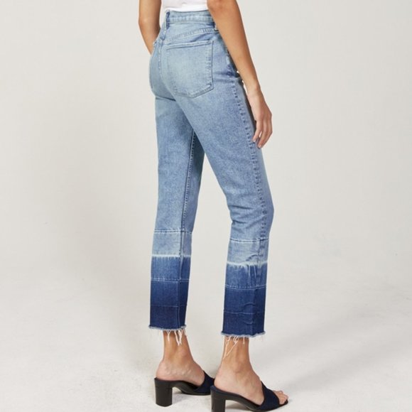 3x1 NYC Denim High Rise Ombre Raw Hem Cropped Straight Leg Jeans | Size XS - Picture 4 of 12